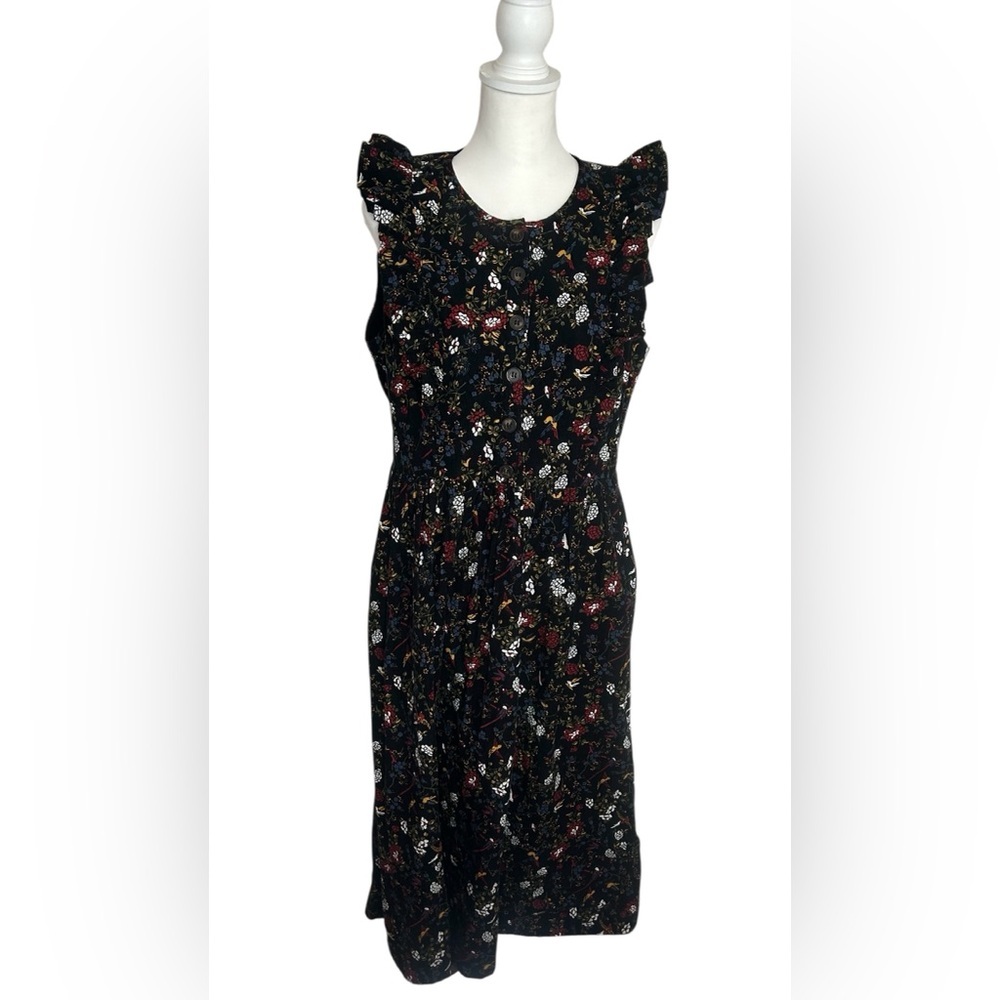 NWT Madewell Corduroy ruffle front midi Dress in Finch Floral sz 14 cottagecore